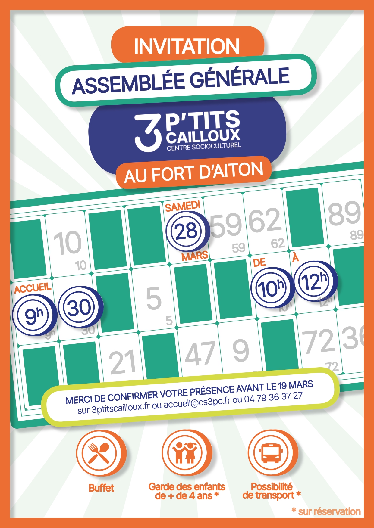 Lire la suite à propos de l’article Assemblée générale 3 p&rsquo;tits cailloux                                         28 mars 2026 à 10h au Fort d&rsquo;Aiton
